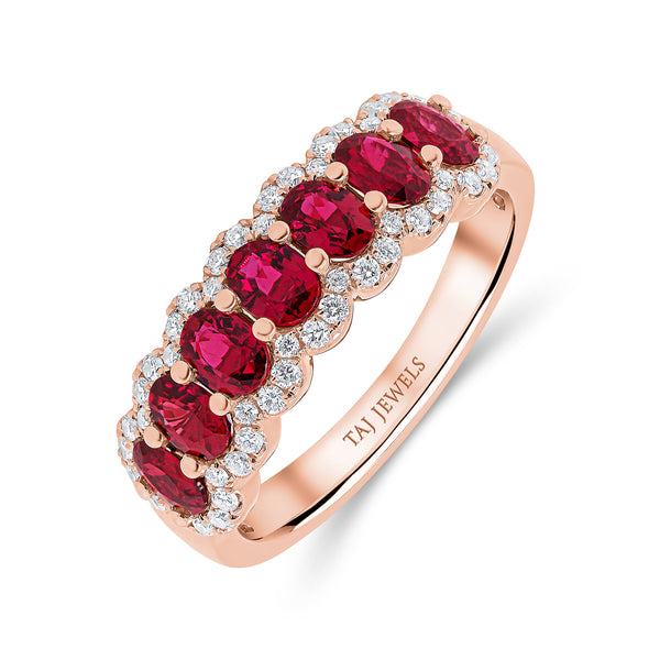 Wedding Band set in Ruby and Round Brilliant Diamonds