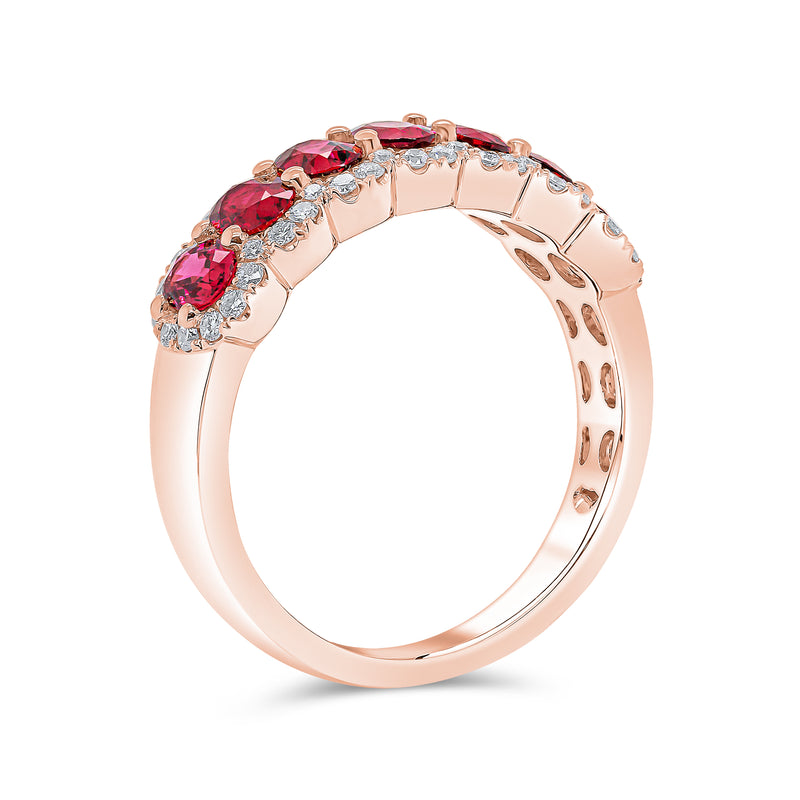 Wedding Band set in Ruby and Round Brilliant Diamonds