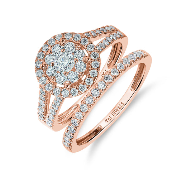 Round Shape Split Shank Diamond Ring and Matching Band