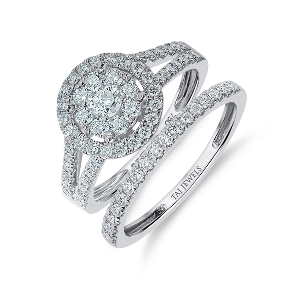 Round Shape Split Shank Diamond Ring and Matching Band