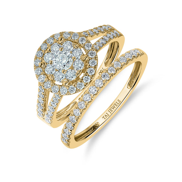 Round Shape Split Shank Diamond Ring and Matching Band