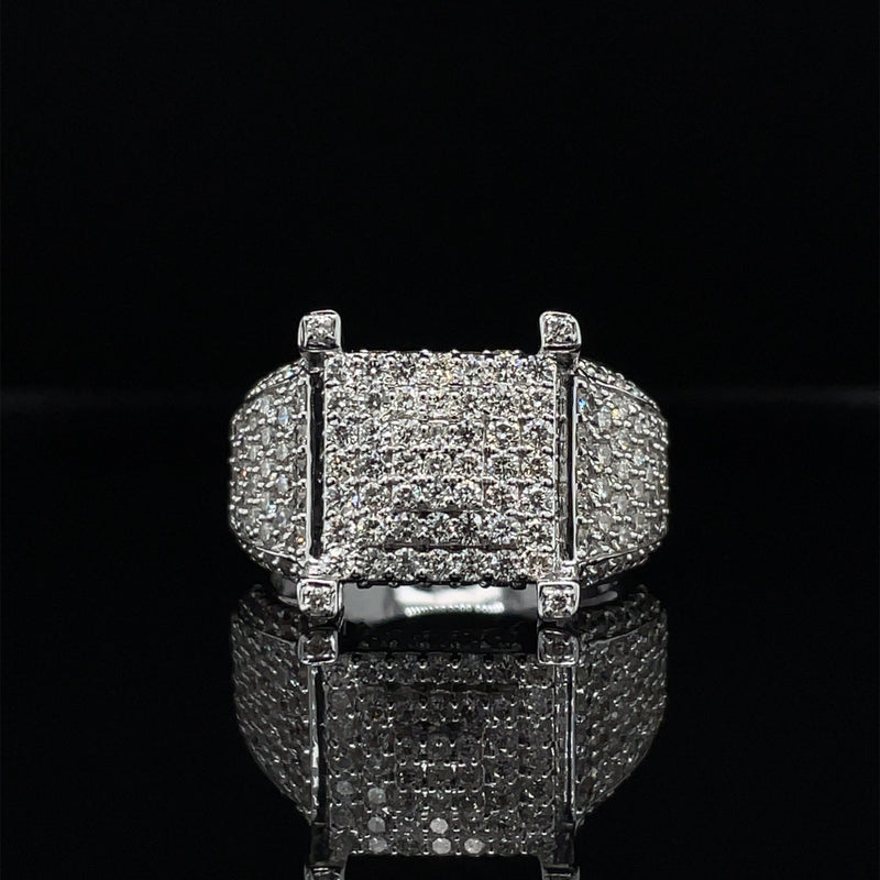 14K White Gold Diamond Gents Rings - 3.09CT