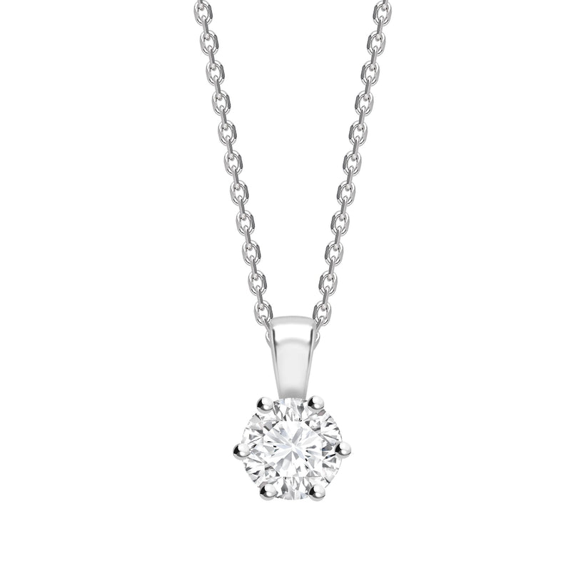6 Claw Round Diamond Solitaire Pendant