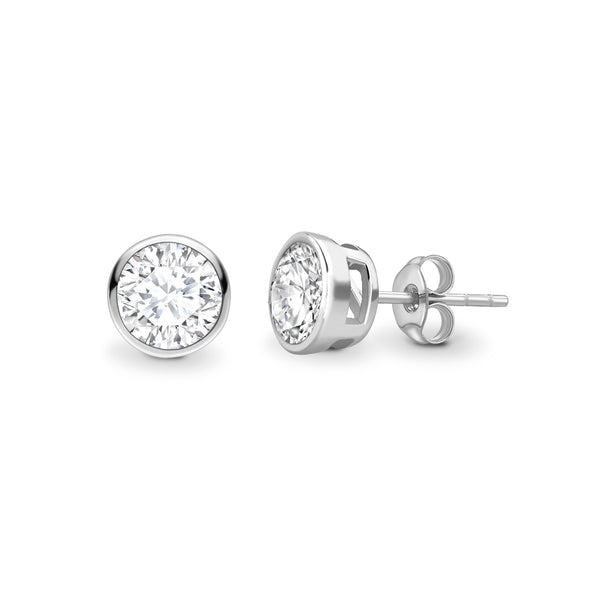 Lab Grown Round Brilliant Cut Diamond Solitaire Bezel Studs