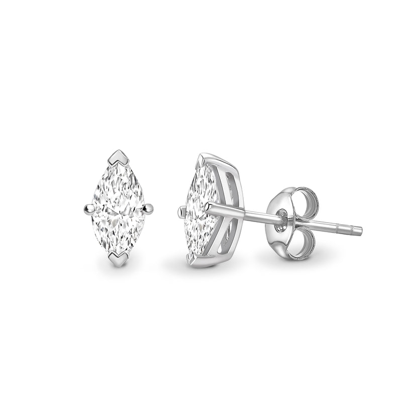 Lab Grown Marquise Diamond Solitaire Earring Studs