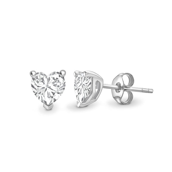 Lab Grown Heart Diamond Solitaire Earring Studs