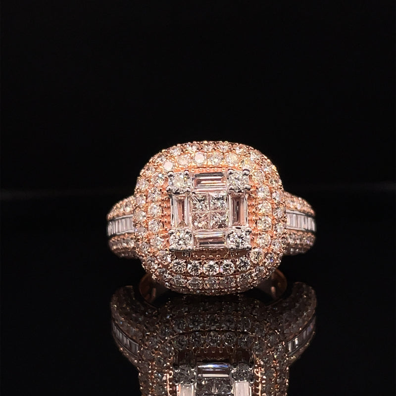 14K Rose Gold Diamond Gents Ring - 3.05CT
