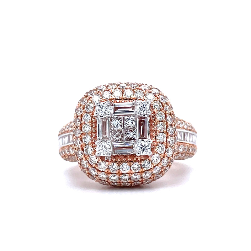 14K Rose Gold Diamond Gents Ring - 3.05CT
