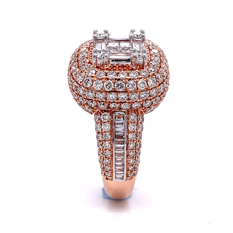 14K Rose Gold Diamond Gents Ring - 3.05CT