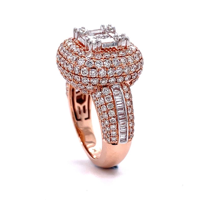 14K Rose Gold Diamond Gents Ring - 3.05CT