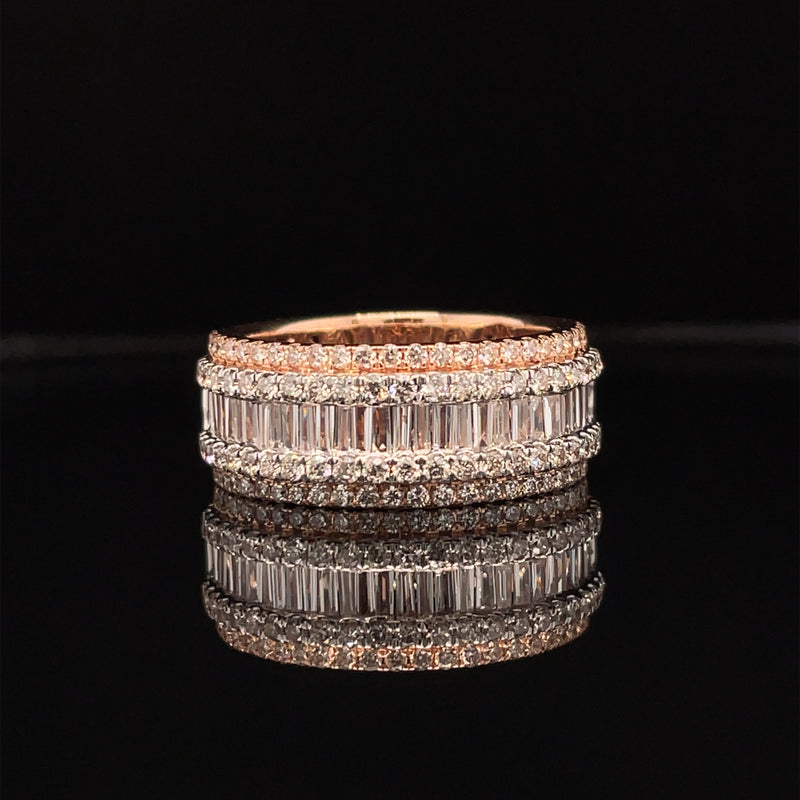 14K Rose Gold Channel Set Gents Diamond Band - 2.19CT