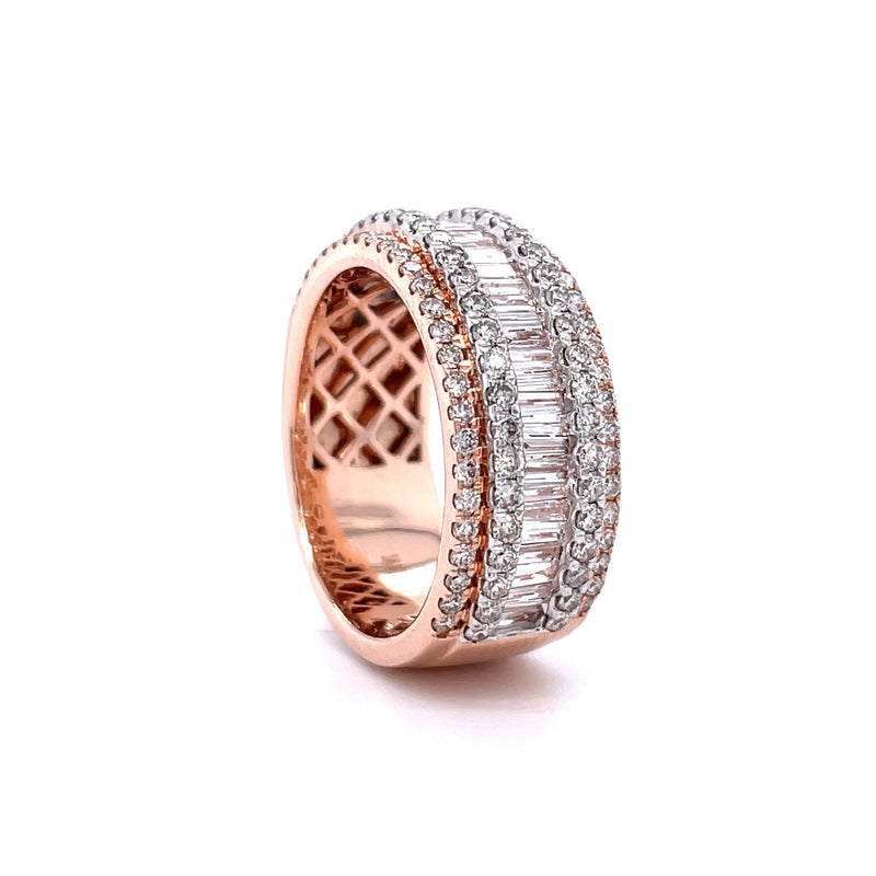 14K Rose Gold Channel Set Gents Diamond Band - 2.19CT