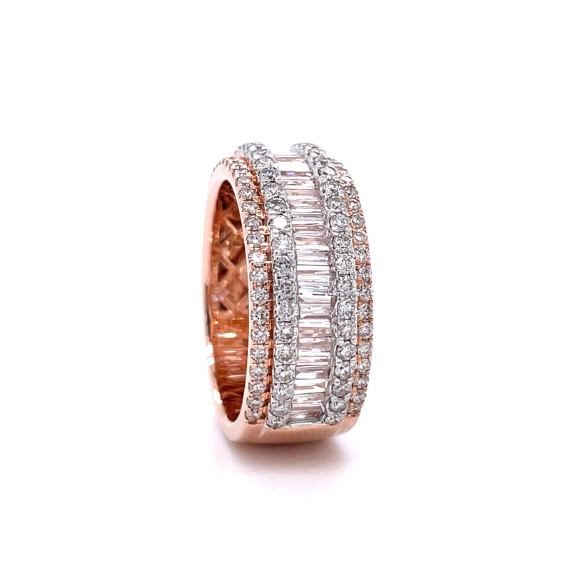 14K Rose Gold Channel Set Gents Diamond Band - 2.19CT