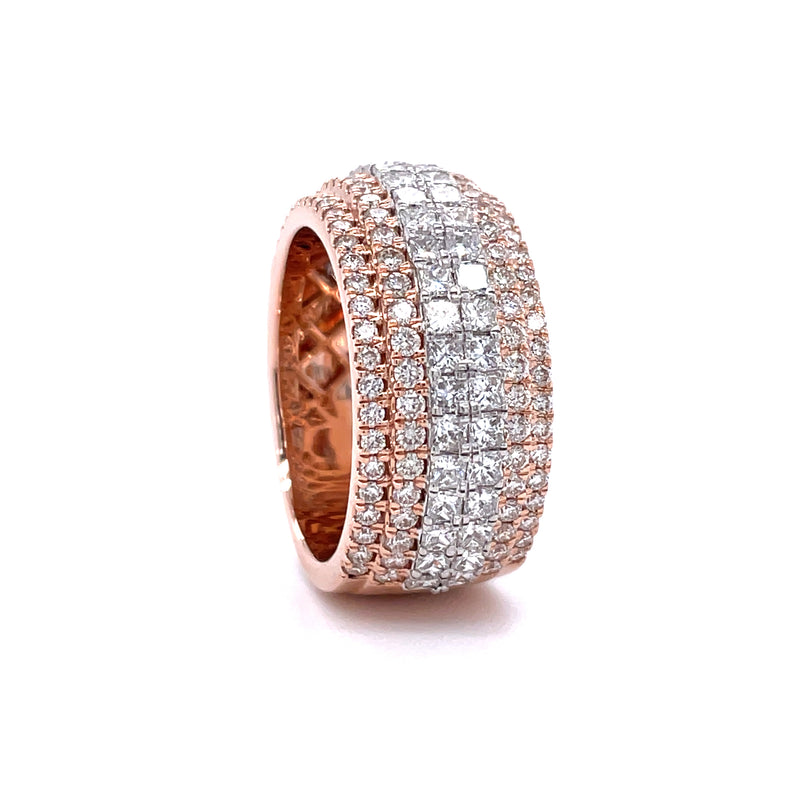 Natural 14K Rose and White Gold Gents Band - 3.08CT