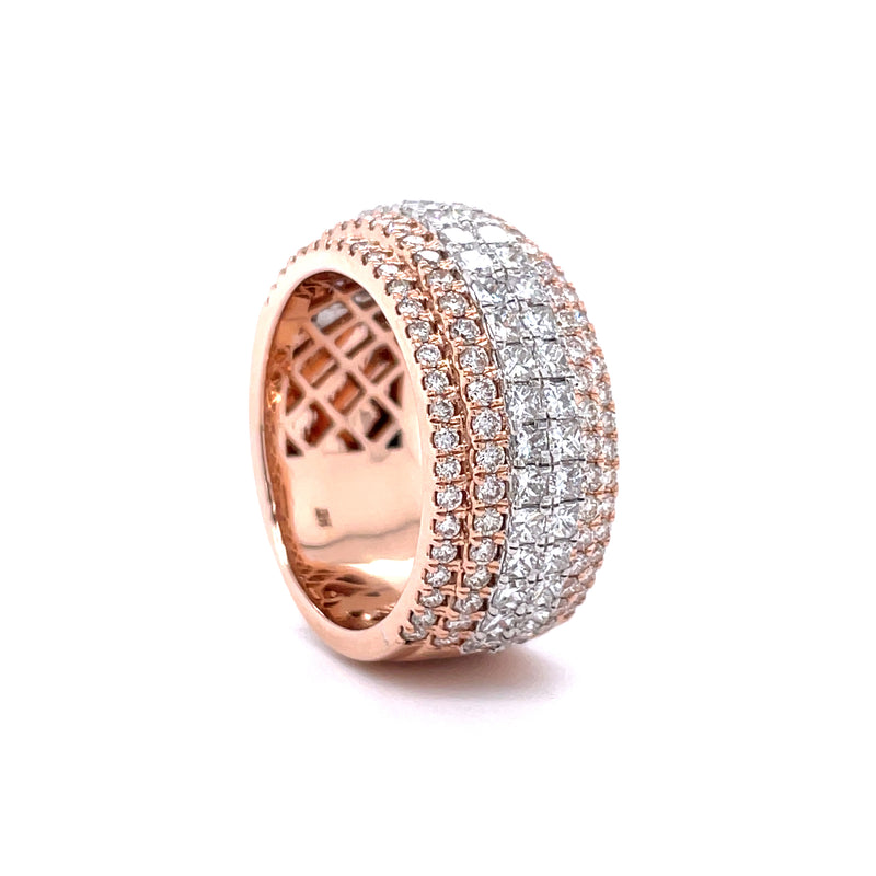 Natural 14K Rose and White Gold Gents Band - 3.08CT