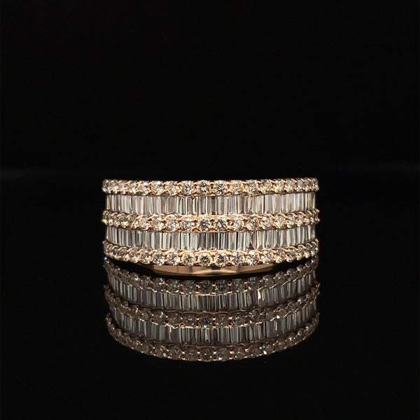 14K Rose Gold Double Channel Set Gents Band - 2.14CT