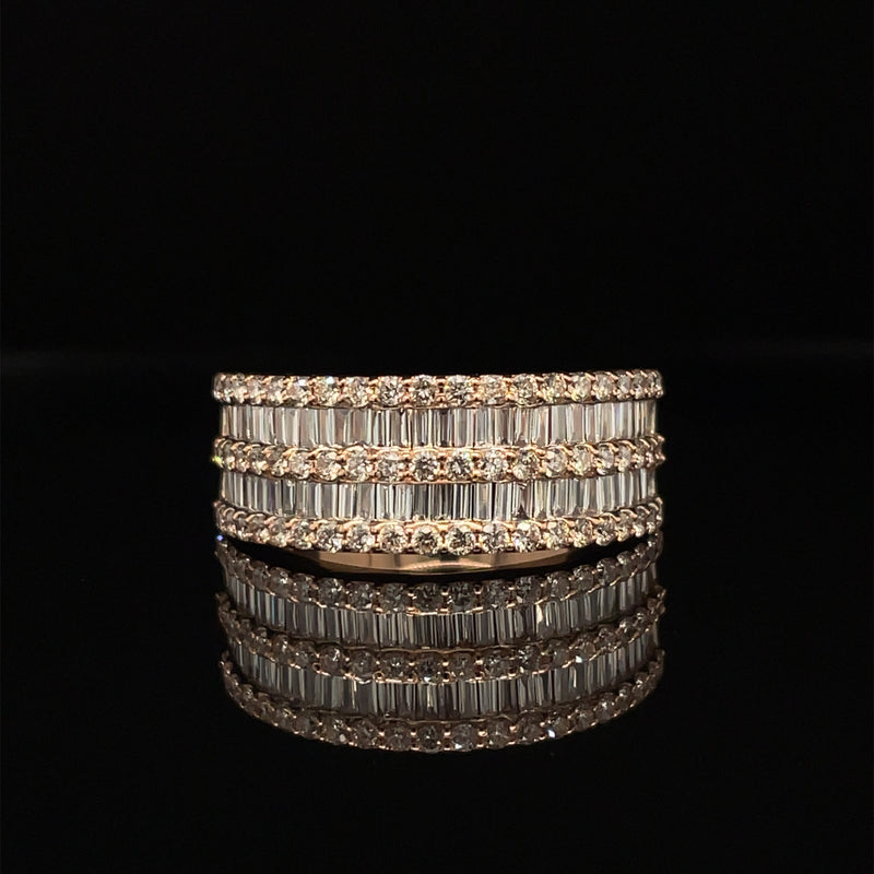 14K Rose Gold Double Channel Set Gents Band - 2.14CT