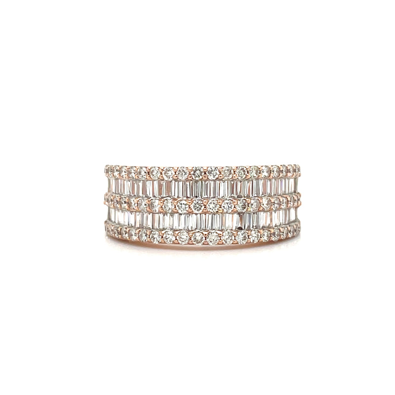 14K Rose Gold Double Channel Set Gents Band - 2.14CT