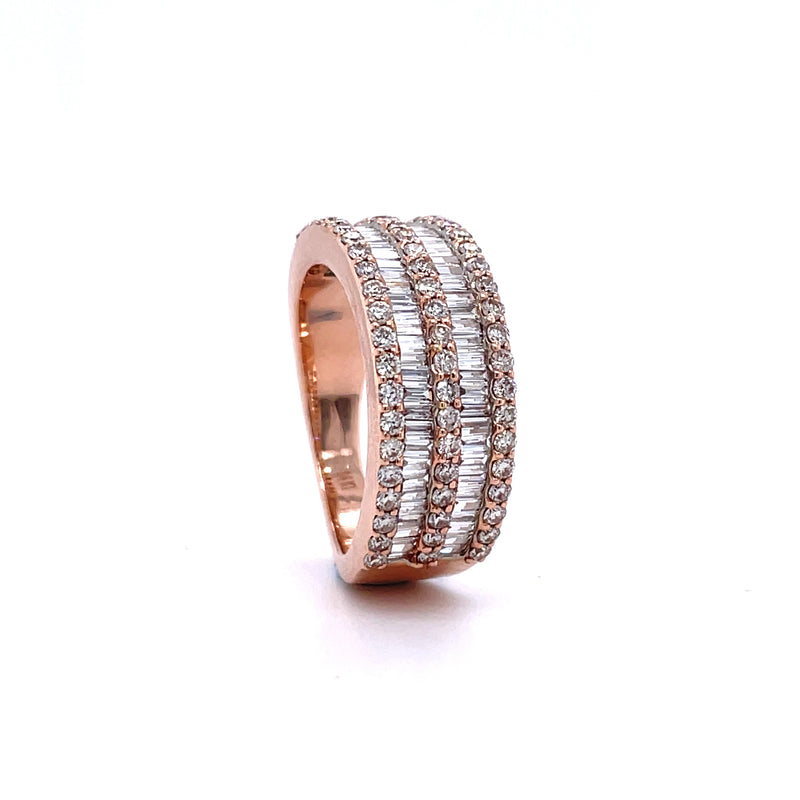 14K Rose Gold Double Channel Set Gents Band - 2.14CT