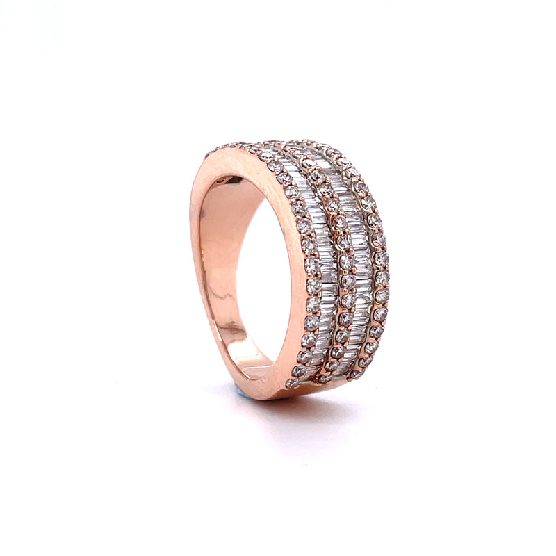 14K Rose Gold Double Channel Set Gents Band - 2.14CT