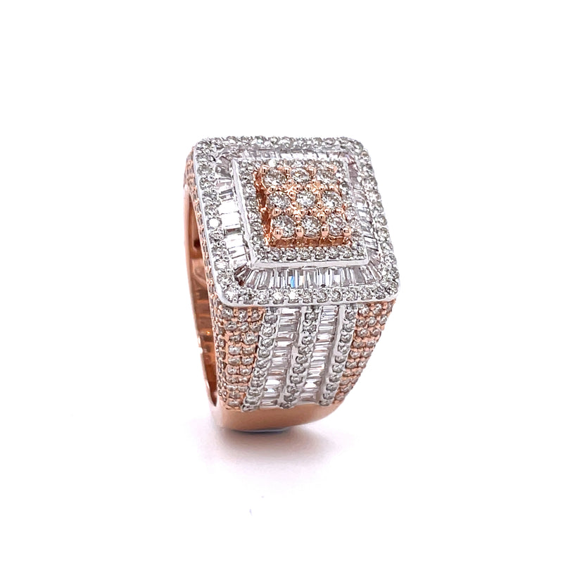 14K Rose and White Gold Gents Ring - 2.72CT