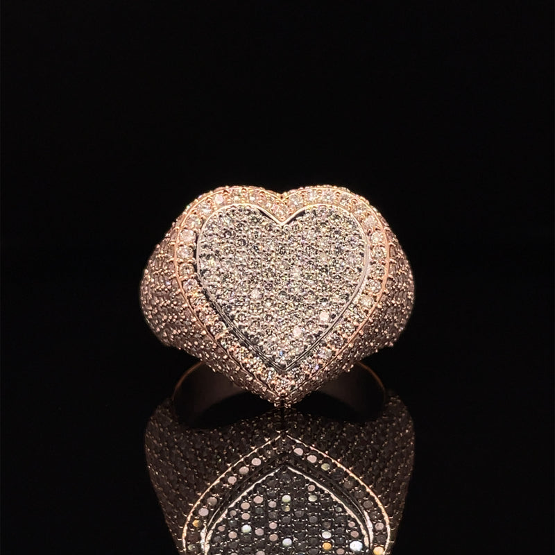 14K Rose Gold Heart Shape Gents Ring - 3.01CT