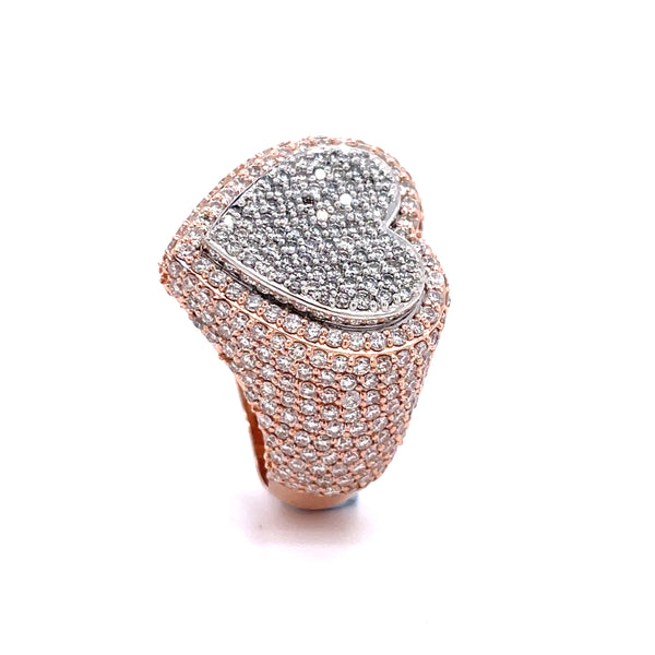 14K Rose Gold Heart Shape Gents Ring - 3.01CT