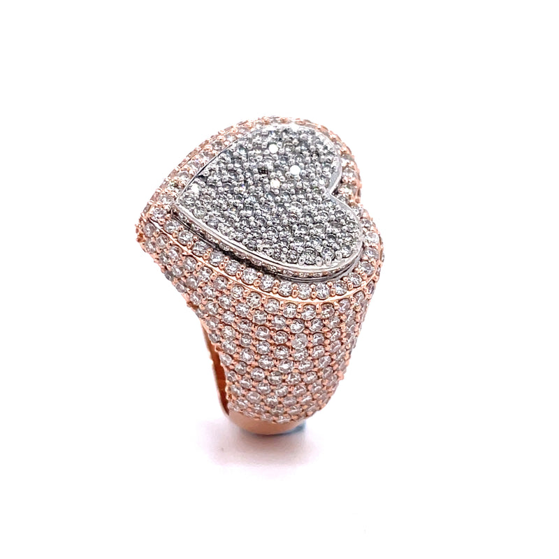 14K Rose Gold Heart Shape Gents Ring - 3.01CT