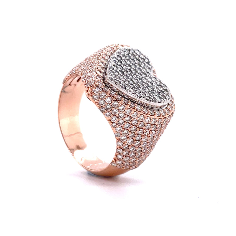 14K Rose Gold Heart Shape Gents Ring - 3.01CT