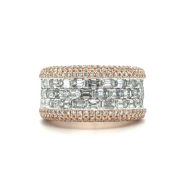 14K Rose Gold Round and Emerald Diamond Gents Band- 5.12CT