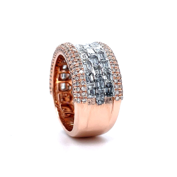14K Rose Gold Round and Emerald Diamond Gents Band- 5.12CT