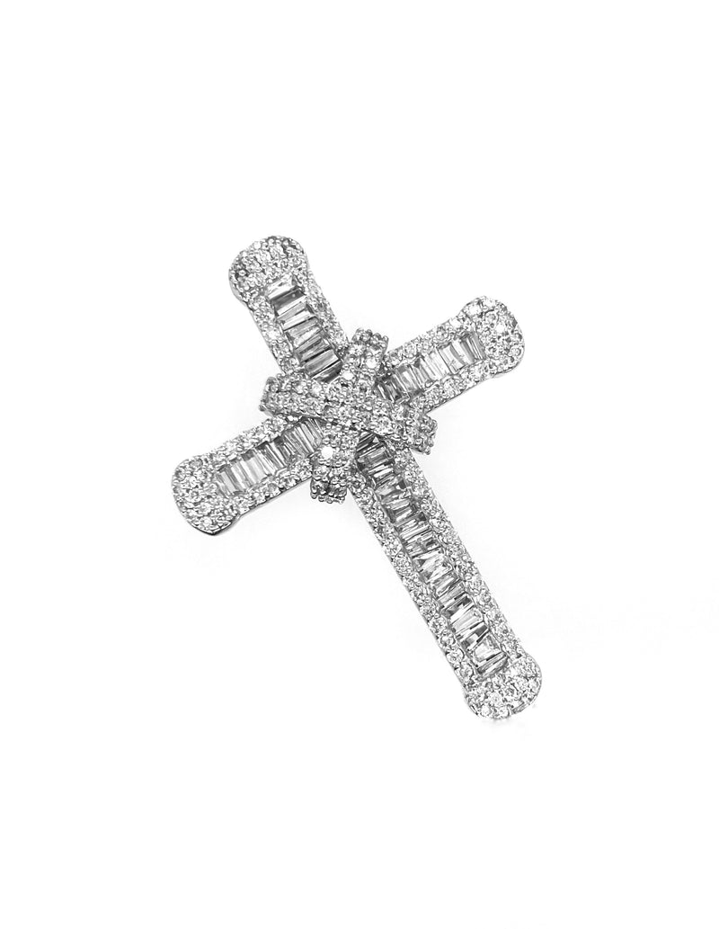 Diamond Baguette & Round Cross Pendant