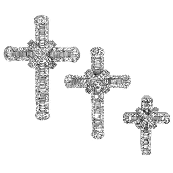 Diamond Baguette & Round Cross Pendant