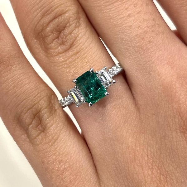 Emerald and Diamond Trilogy Ring