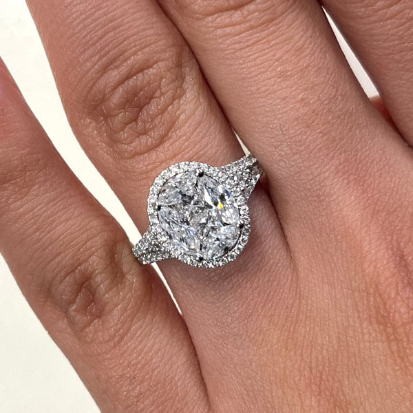 Oval Cut Single Halo Diamond Ring