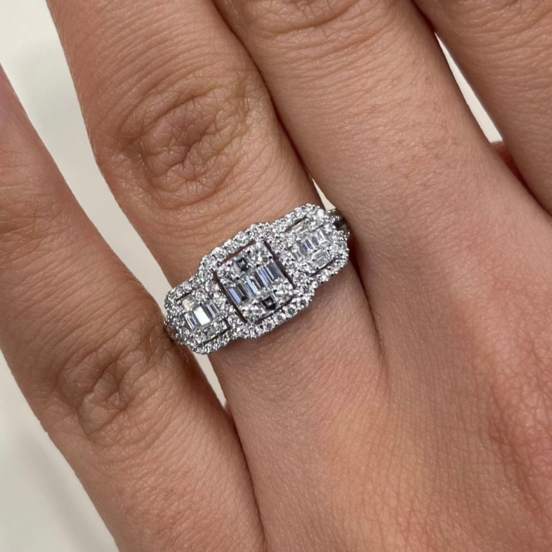Emerald Trilogy Halo Diamond Ring