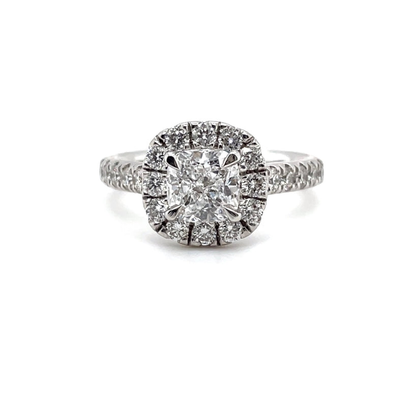 Lab Grown Cushion Halo Ring -1CT+