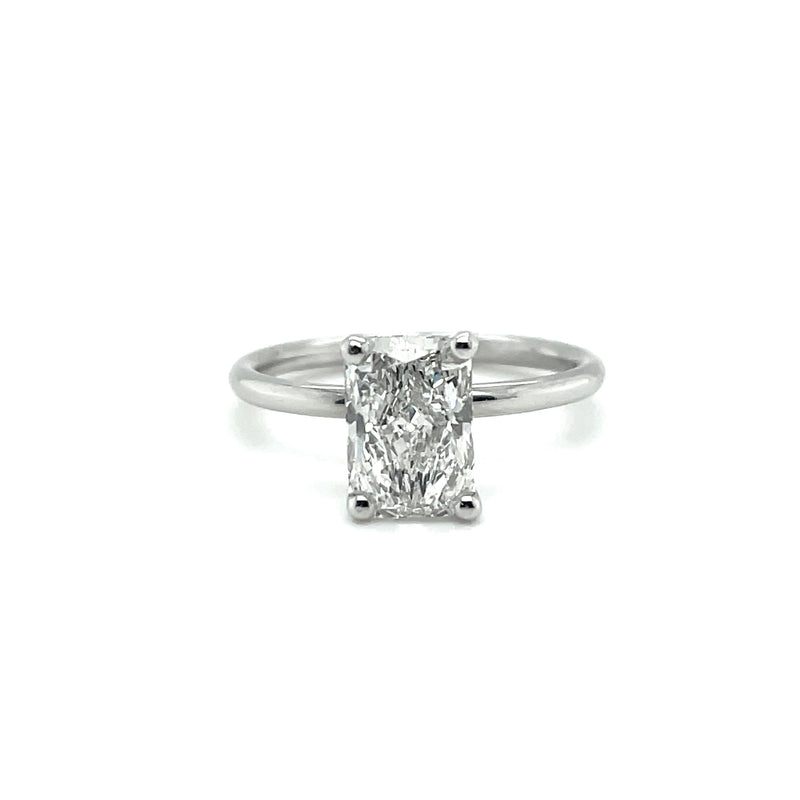 Lab Grown Radiant Hidden Halo Solitaire Ring -1CT+