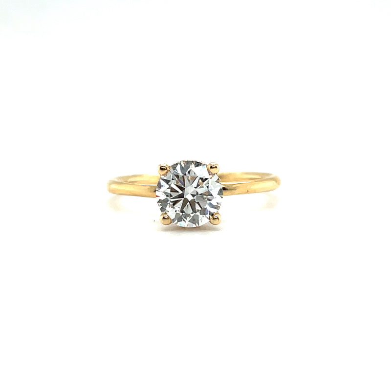 Lab Grown Round 4 Claw Hidden Halo Solitaire Diamond Ring -1CT+