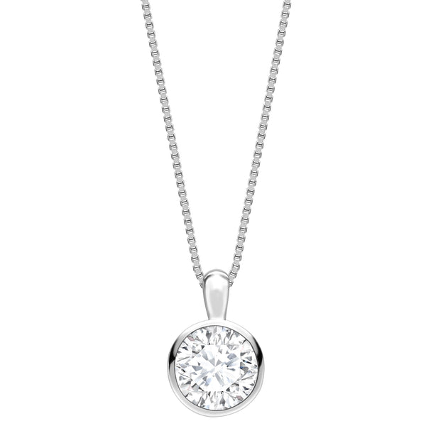 Round Diamond Solitaire Bezel Pendant