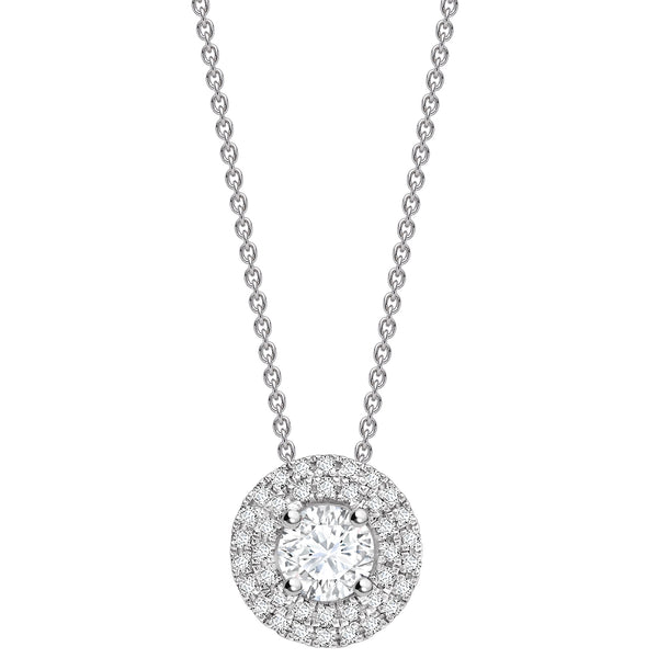 Round Double Halo Diamond Pendant