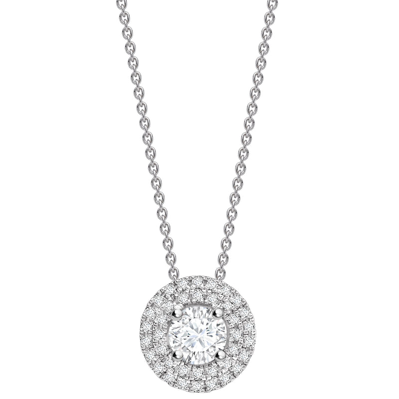 Round Double Halo Diamond Pendant