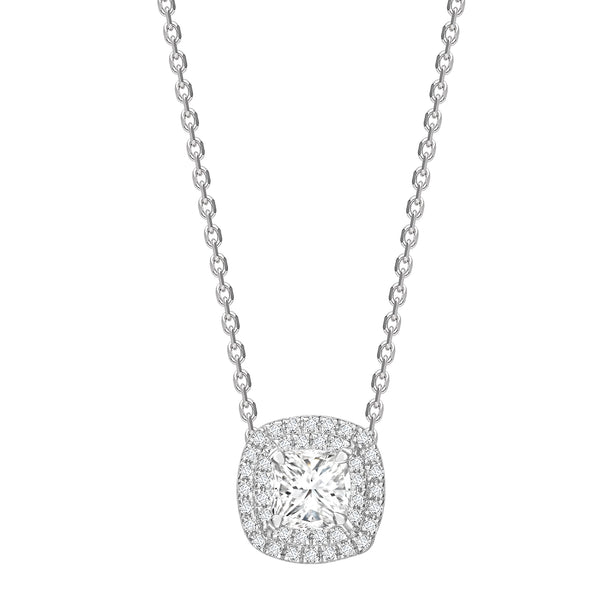 Cushion Double Halo Diamond Pendant