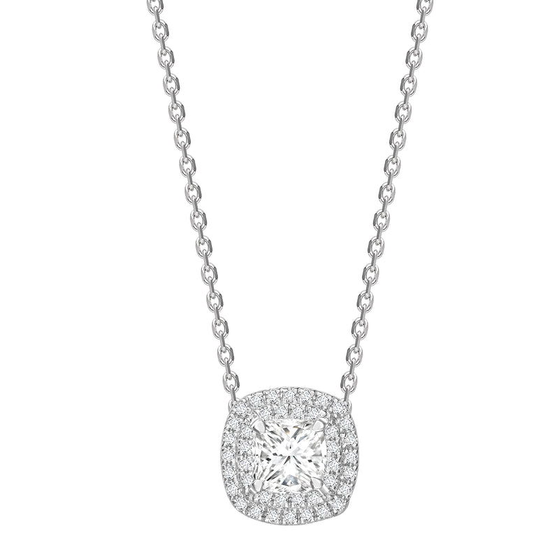 Cushion Double Halo Diamond Pendant