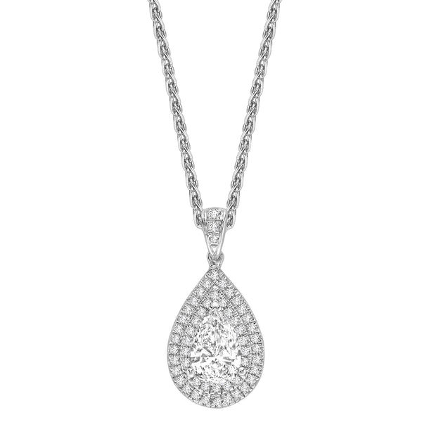 Pear Double Halo Diamond Pendant
