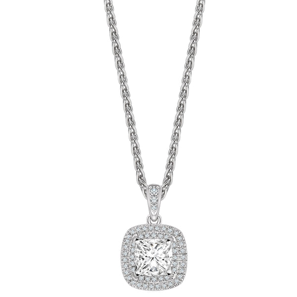 Princess Double Halo Diamond Pendant