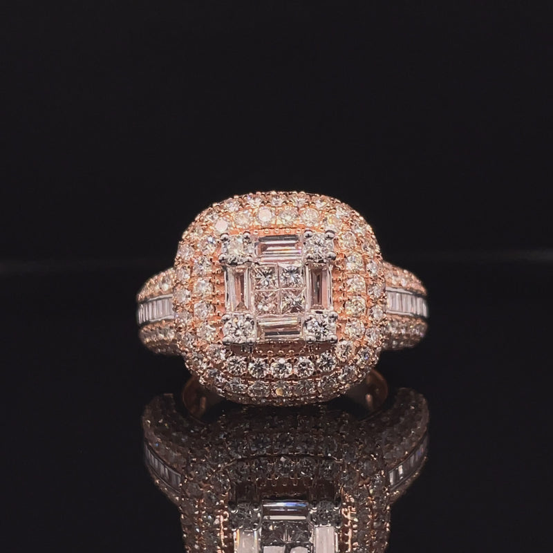14K Rose Gold Diamond Gents Ring - 3.05CT