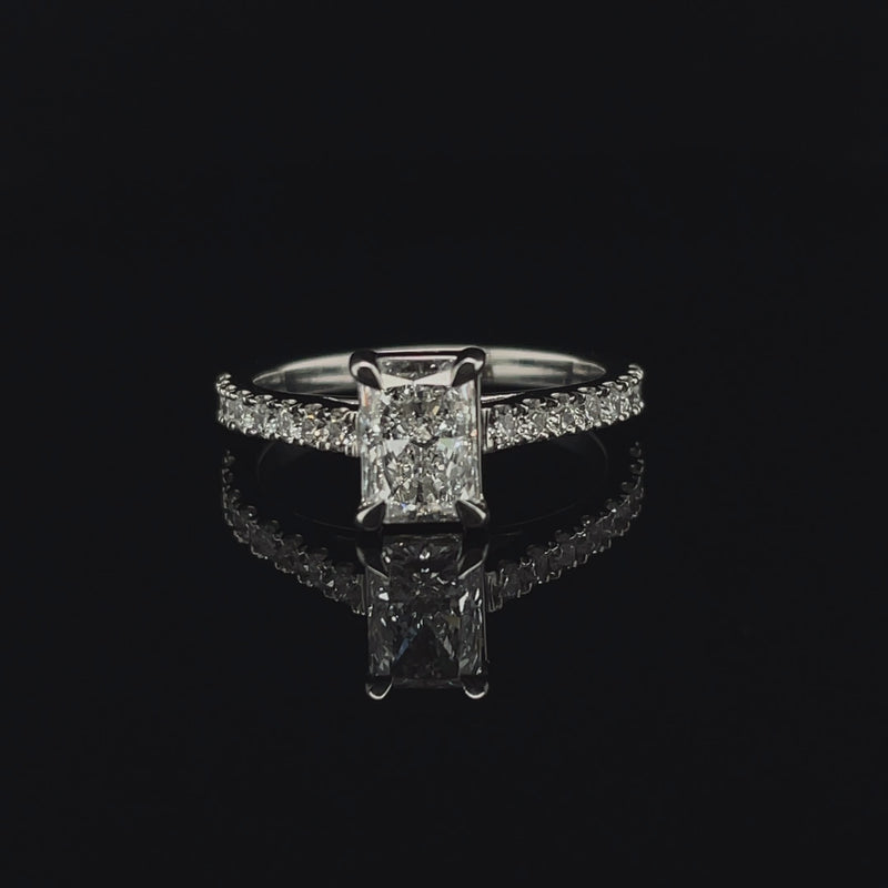 Lab Grown Radiant Cut Solitaire Ring – 1ct +