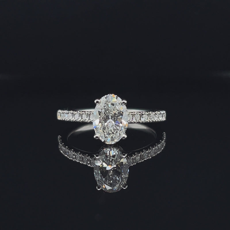 Lab Grown Oval Hidden Halo Ring -1CT+