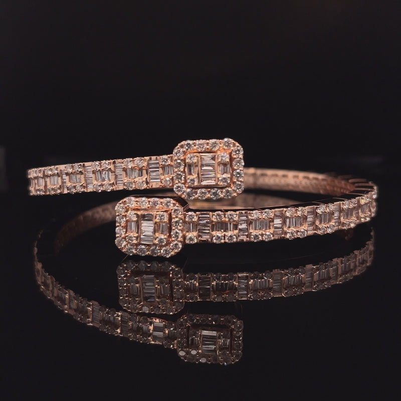 14K Rose Gold Diamond Bangle - 7.02CT